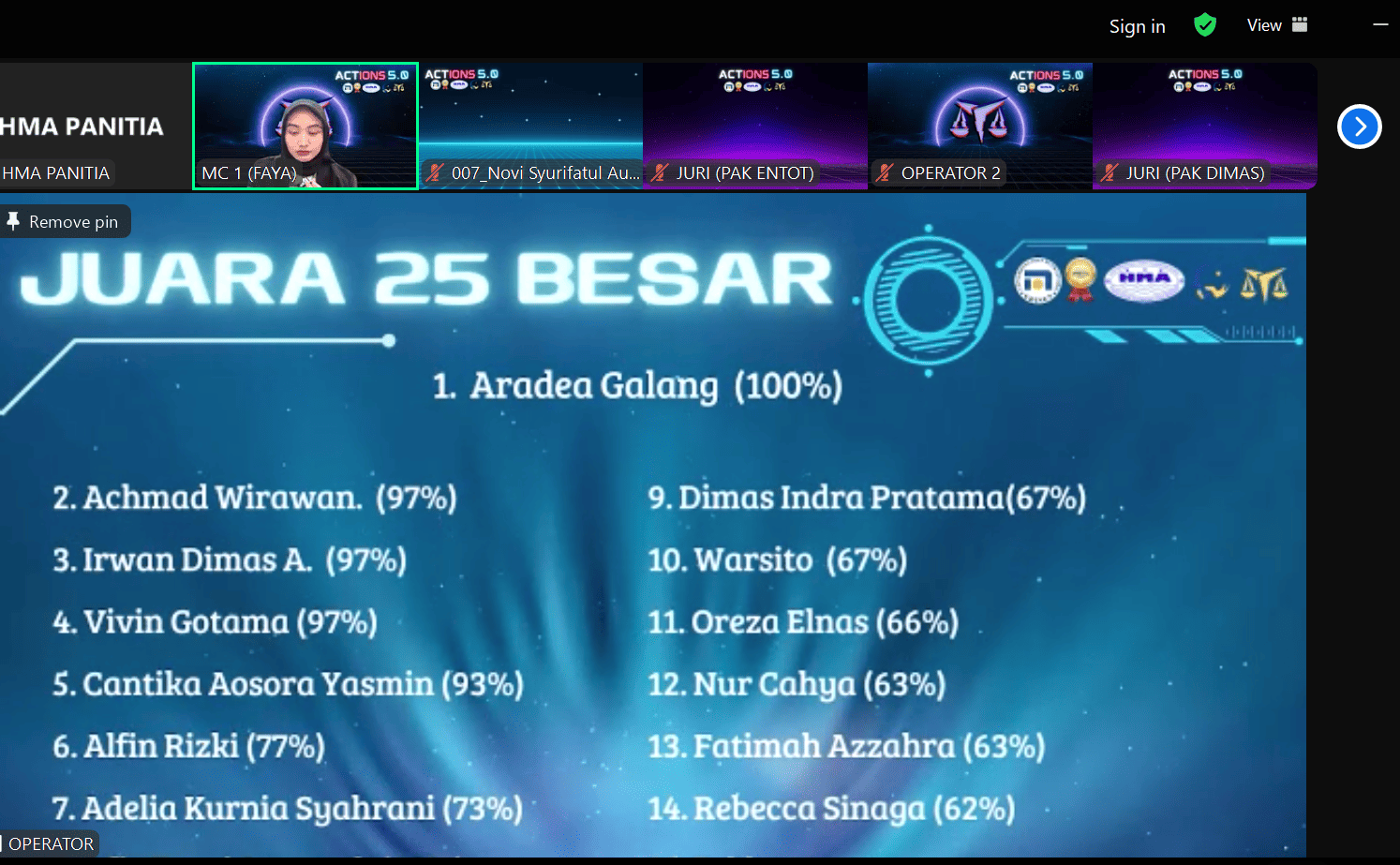 Pengumuman 25 Besar